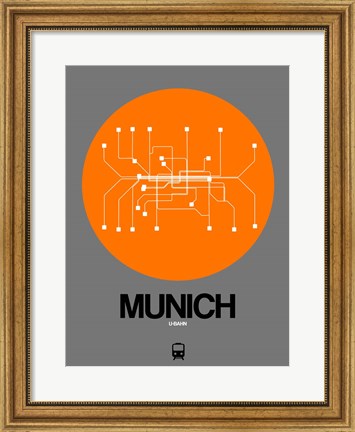 Framed Munich Orange Subway Map Print