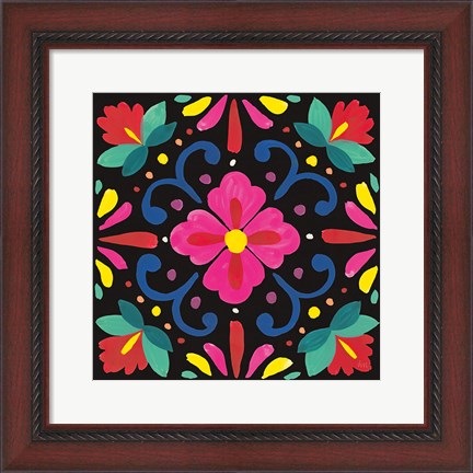 Framed Floral Fiesta Tile VII Print