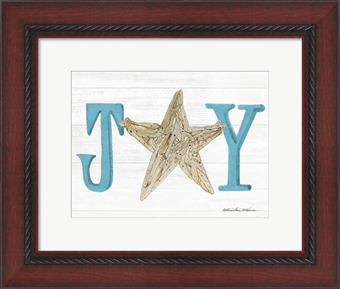 Framed Coastal Holiday Ornament X Joy Print