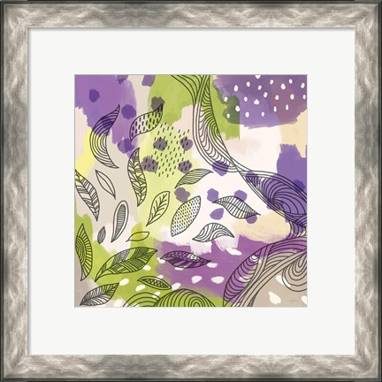 Framed Bright Life III Purple Yellow Line Crop Print