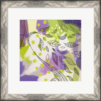 Framed Bright Life II Purple Yellow Line Crop Print