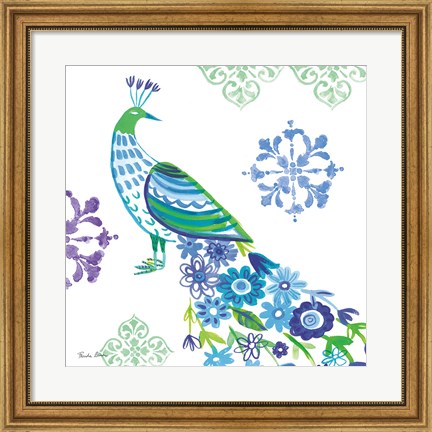 Framed Jewel Peacocks IV Print