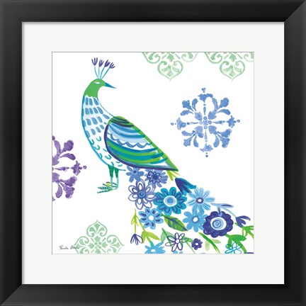 Framed Jewel Peacocks IV Print