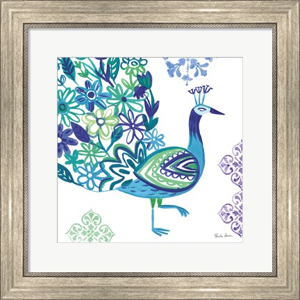 Framed Jewel Peacocks III Print