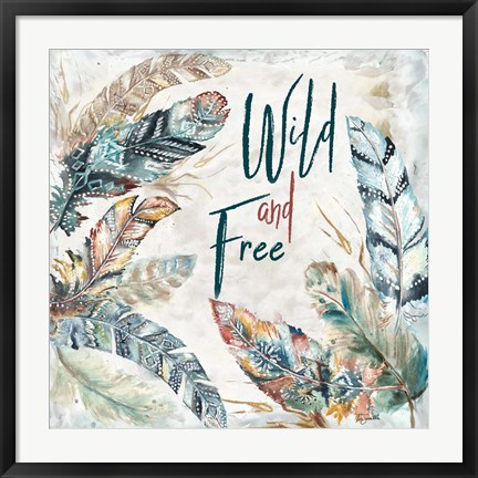 Framed Tribal Feathers Square II Print