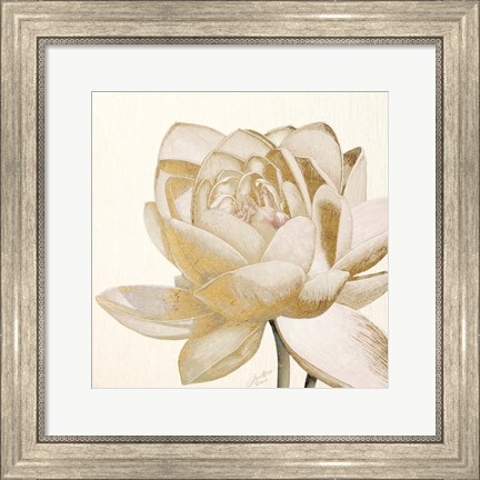 Framed Vintage Lotus Cream II Print