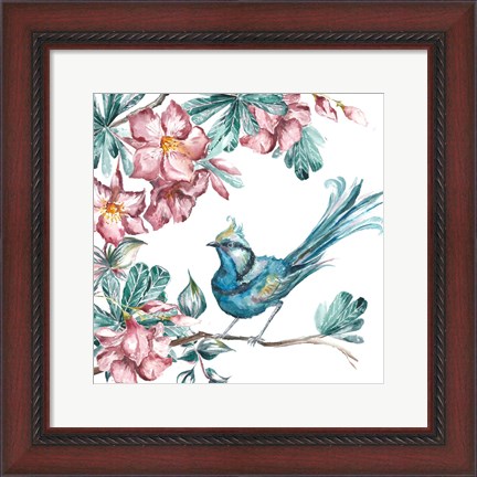 Framed Island Living Bird and Floral I Print