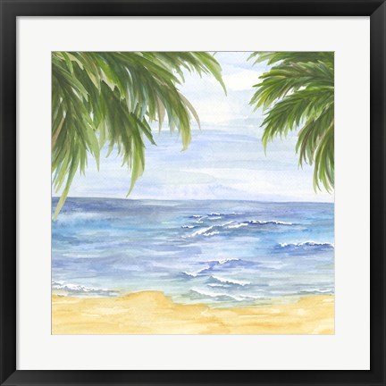 Framed Beach and Palm Fronds II Print