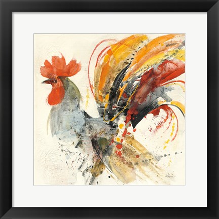 Framed Festive Rooster II Print