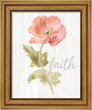 Framed Garden Poppy on Wood Faith Print