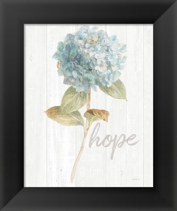 Framed Garden Hydrangea on Wood Hope Print