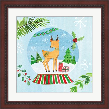 Framed Snow Globe Animals I Print