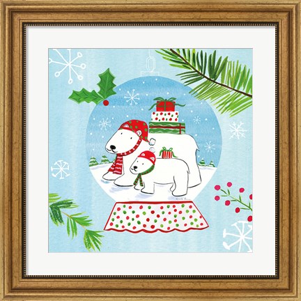 Framed Snow Globe Animals II Print