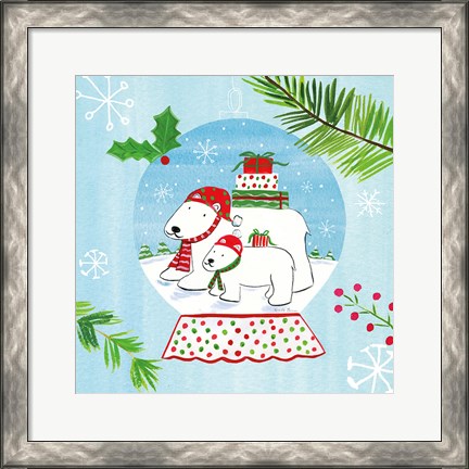 Framed Snow Globe Animals II Print