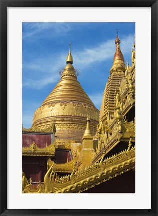 Framed Shwezigon Pagoda, Bagan, Mandalay Region, Myanmar Print