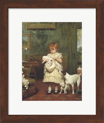 Framed Girl with Dogs Print
