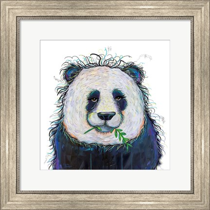 Framed Panda with Leaf Print