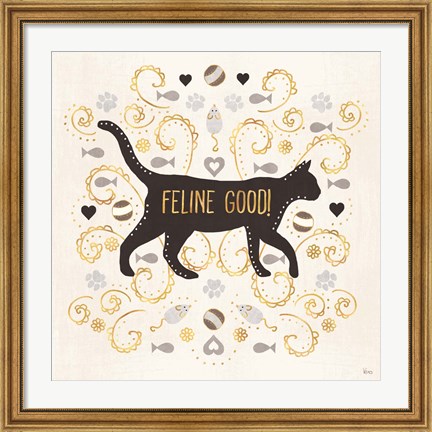 Framed Otomi Cats II Neutral Print