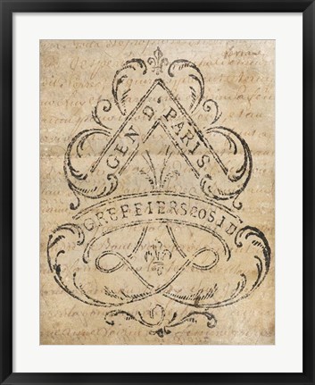 Framed Letter Crest I Vintage v2 Print