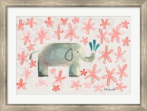 Framed Floral Elephant Print