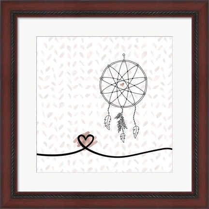 Framed Dream Catcher Hearts and Pattern Print