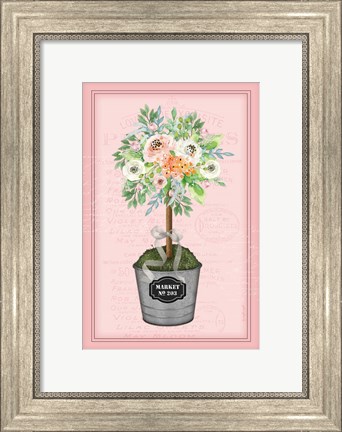 Framed Floral Topiary II - Pink Print