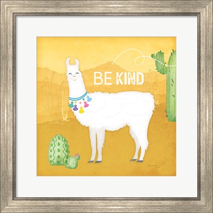 Framed Be Kind Llama Print