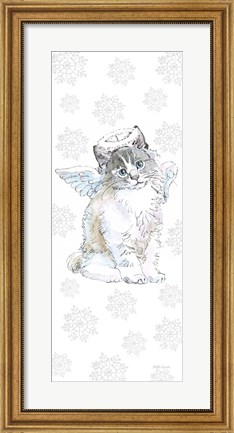 Framed Christmas Kitties I Snowflakes Print