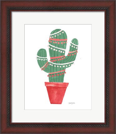 Framed Very Cactus Christmas II Dark Green Print