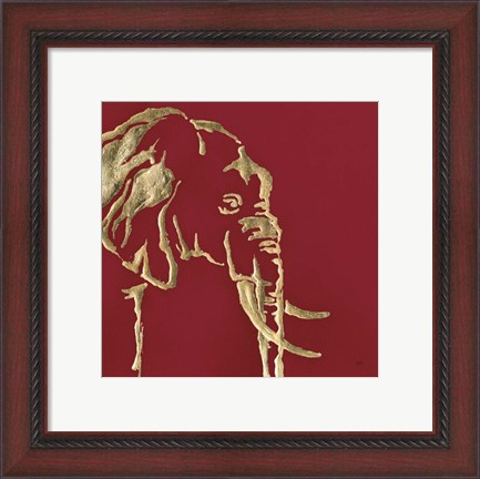 Framed Gilded Elephant on Red Print