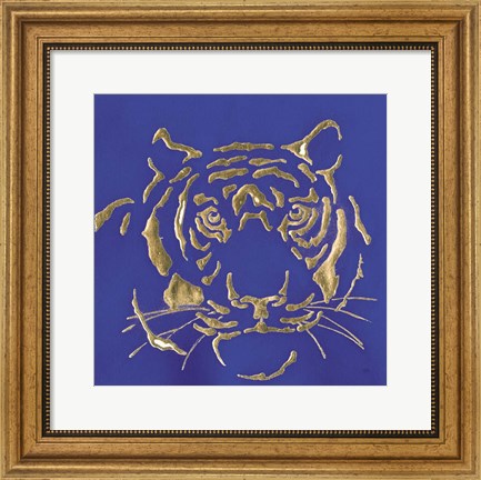 Framed Gilded Tiger Indigo Print