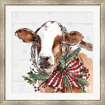 Framed Holiday on the Farm VIII on Gray Print