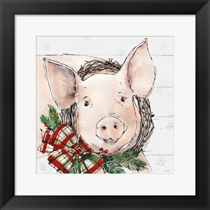 Framed Holiday on the Farm VII on Gray Print