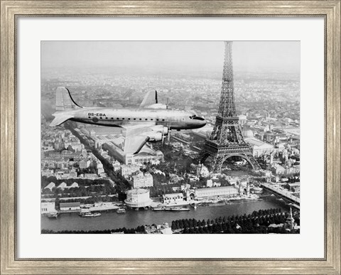 Framed Airplane Over Paris Print