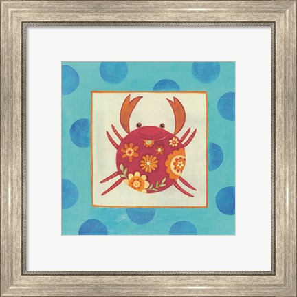 Framed Happy Floral Crab Print