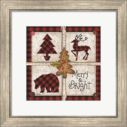 Framed Four Square Merry &amp; Bright Print