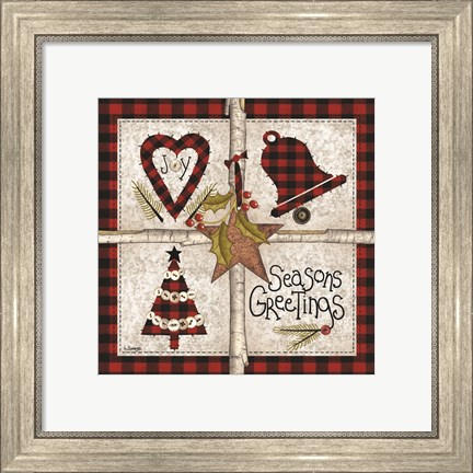 Framed Four Square Seasons Greetings Print