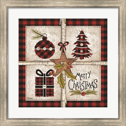 Framed Four Square Merry Christmas Print