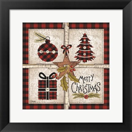 Framed Four Square Merry Christmas Print