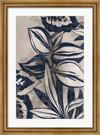 Framed Blue Foliage I Print