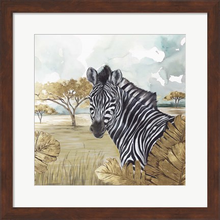 Framed Golden Zebras Print