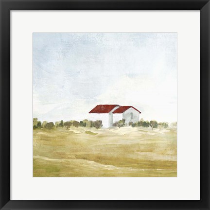 Framed Red Farm House I Print