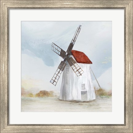 Framed Red Windmill II Print