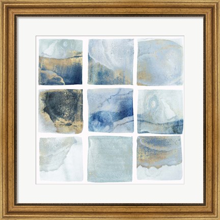 Framed Indigo Squares I Print