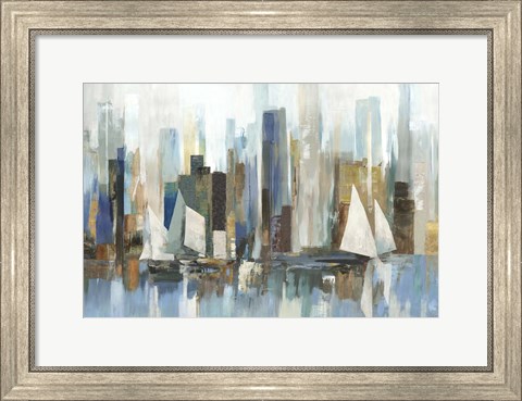 Framed Boats by the Shoreline Print