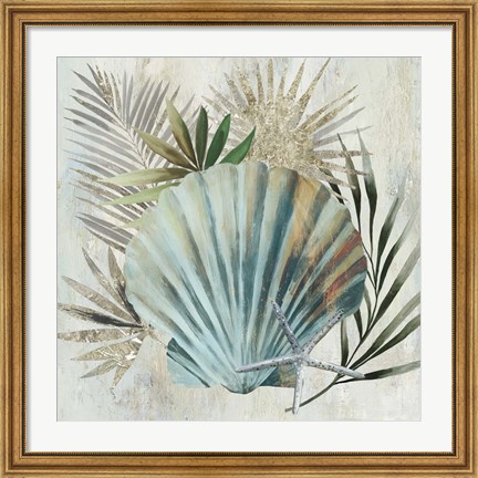 Framed Turquoise Shell I Print