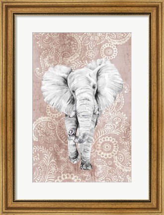 Framed Pink Paisley Elephant Print