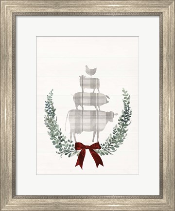 Framed Yuletide Animals I Print