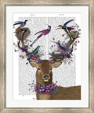 Framed Deer Birdkeeper, Tropical Bird Nests Print