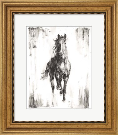 Framed Rustic Black Stallion I Print